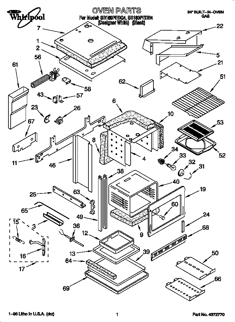 Whirlpool SB160PEDQ4 oven diagram