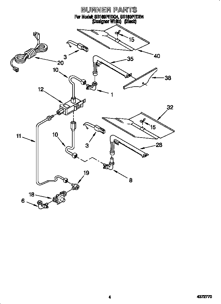 Whirlpool SB160PEDQ4 burner diagram