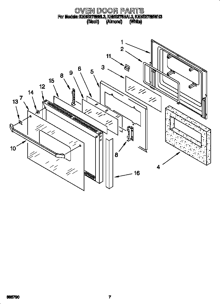 KitchenAid KEBS278BWH3 oven door diagram