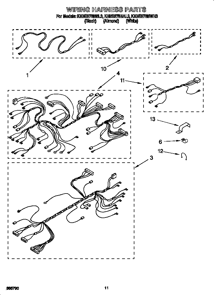 KitchenAid KEBS278BWH3 wiring harness diagram