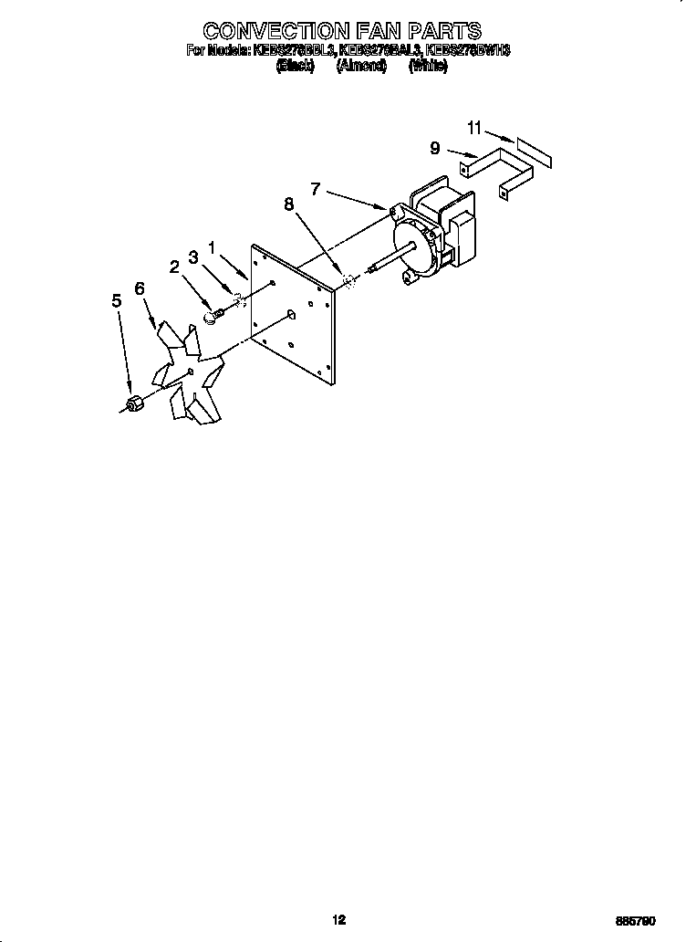 KitchenAid KEBS278BWH3 convection fan diagram