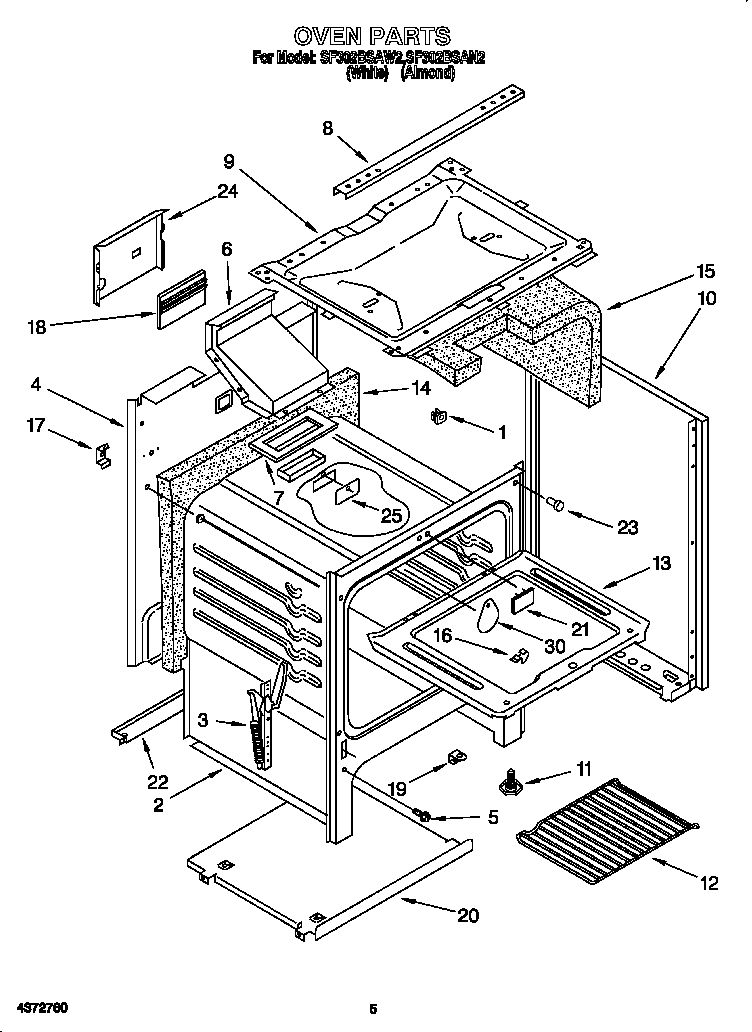 Whirlpool SF302BSAN2 oven diagram