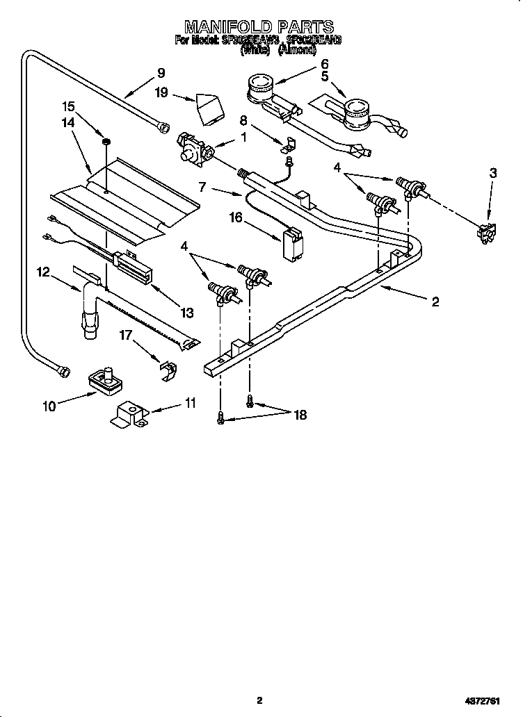 Whirlpool SF302BEAN3 manifold diagram