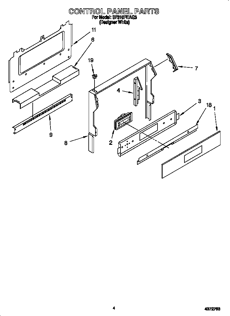 Whirlpool SF310PEAQ3 control panel diagram