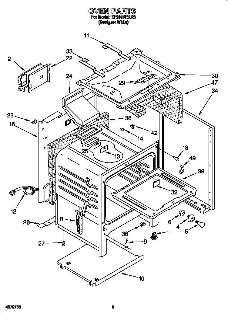 Whirlpool SF310PEAQ3 oven diagram