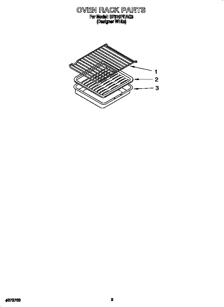 Whirlpool SF310PEAQ3 oven rack diagram