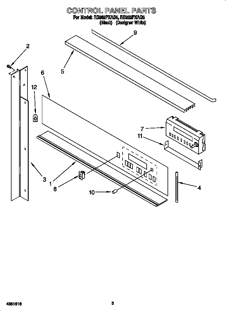 Whirlpool RB262PXAQ5 control panel diagram