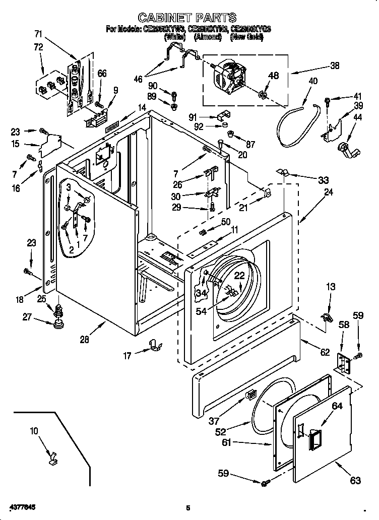 Whirlpool CE2950XYN3 cabinet diagram
