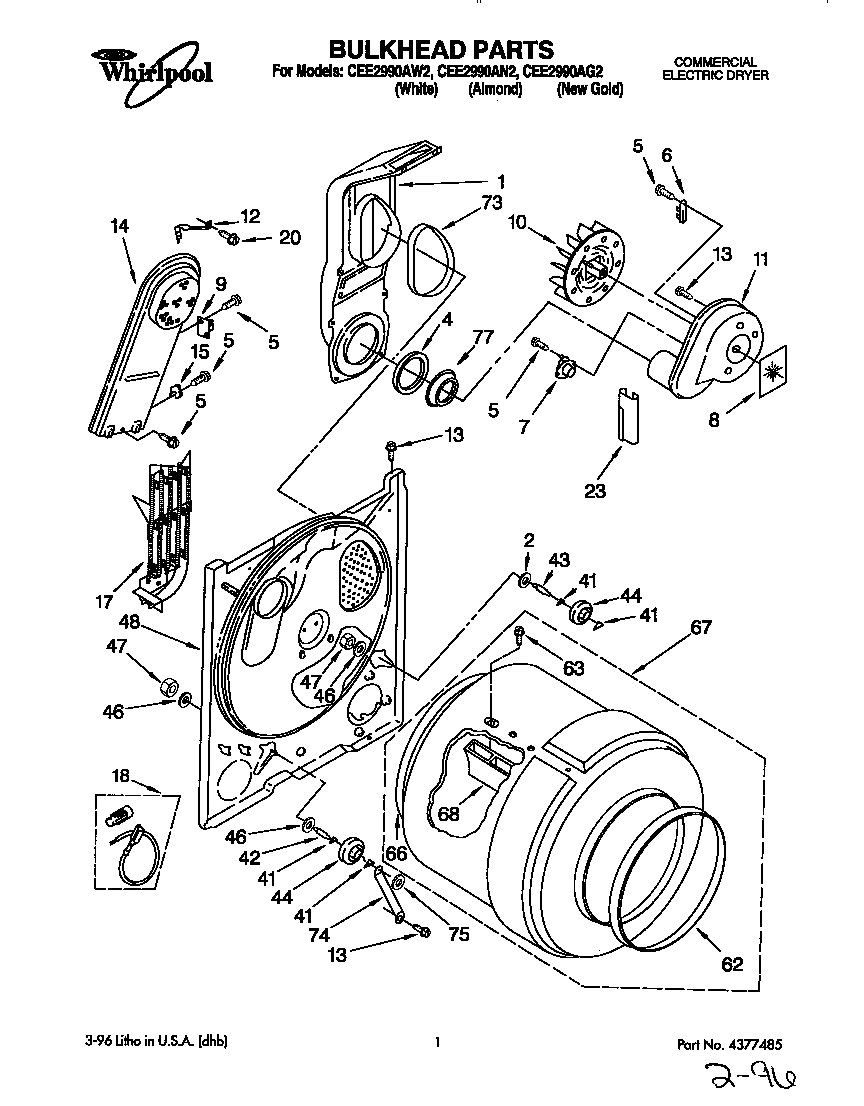 Whirlpool CEE2990AW2 bulkhead diagram
