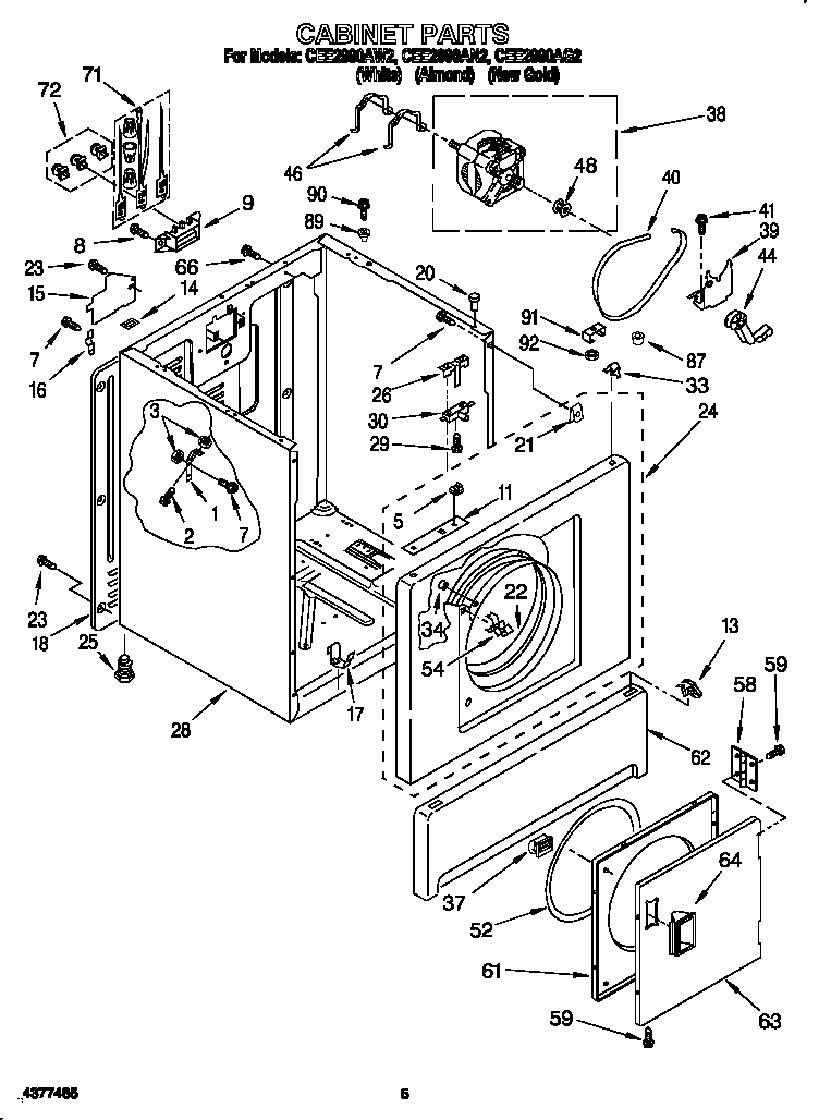 Whirlpool CEE2990AW2 cabinet diagram