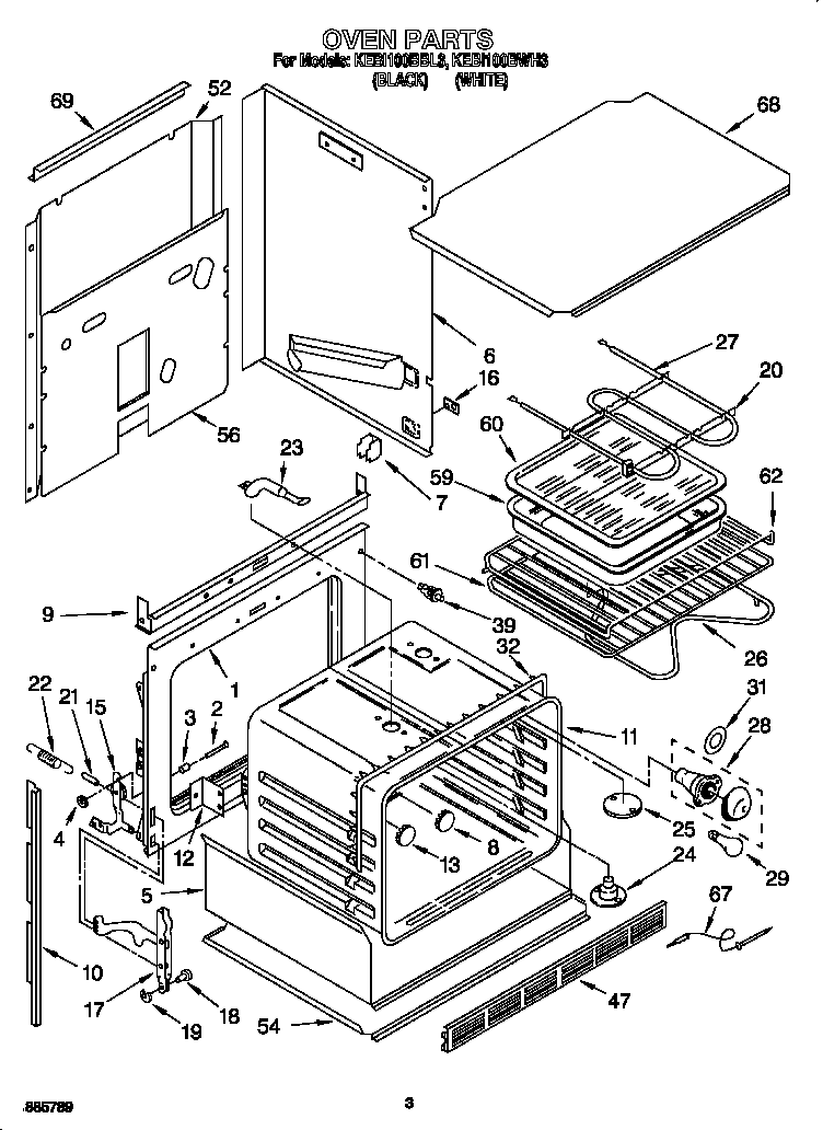 KitchenAid KEBI100BBL3 oven diagram
