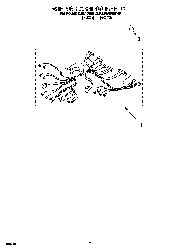 KitchenAid KEBI100BBL3 wiring harness diagram