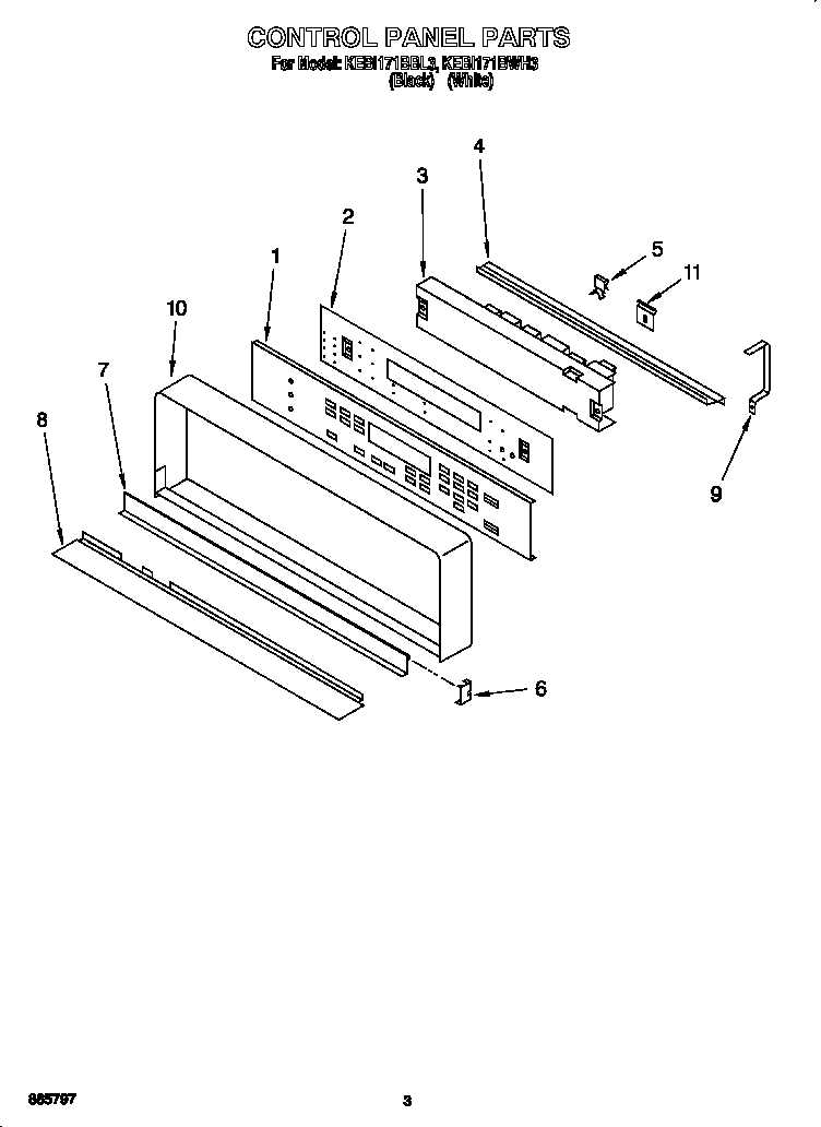 KitchenAid KEBI171BWH3 control panel diagram