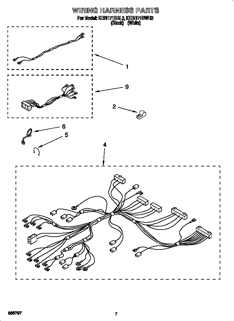 KitchenAid KEBI171BWH3 wiring harness diagram