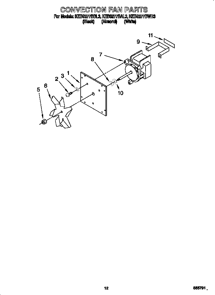 KitchenAid KEBS277BAL3 convection fan diagram