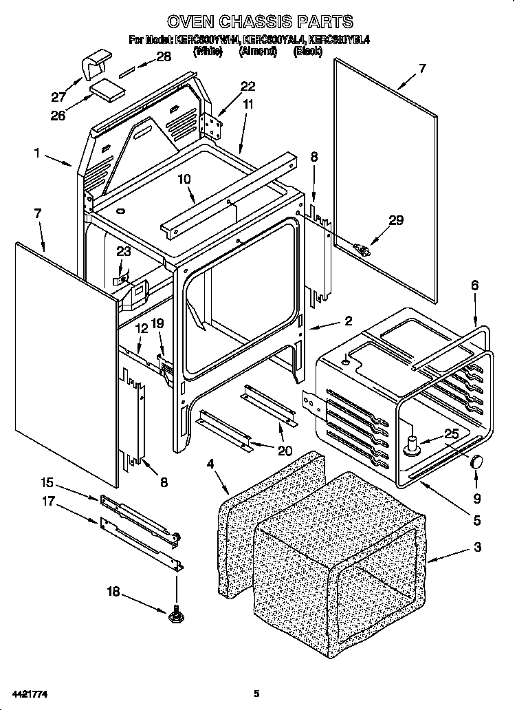 KitchenAid KERC500YBL4 oven chassis diagram