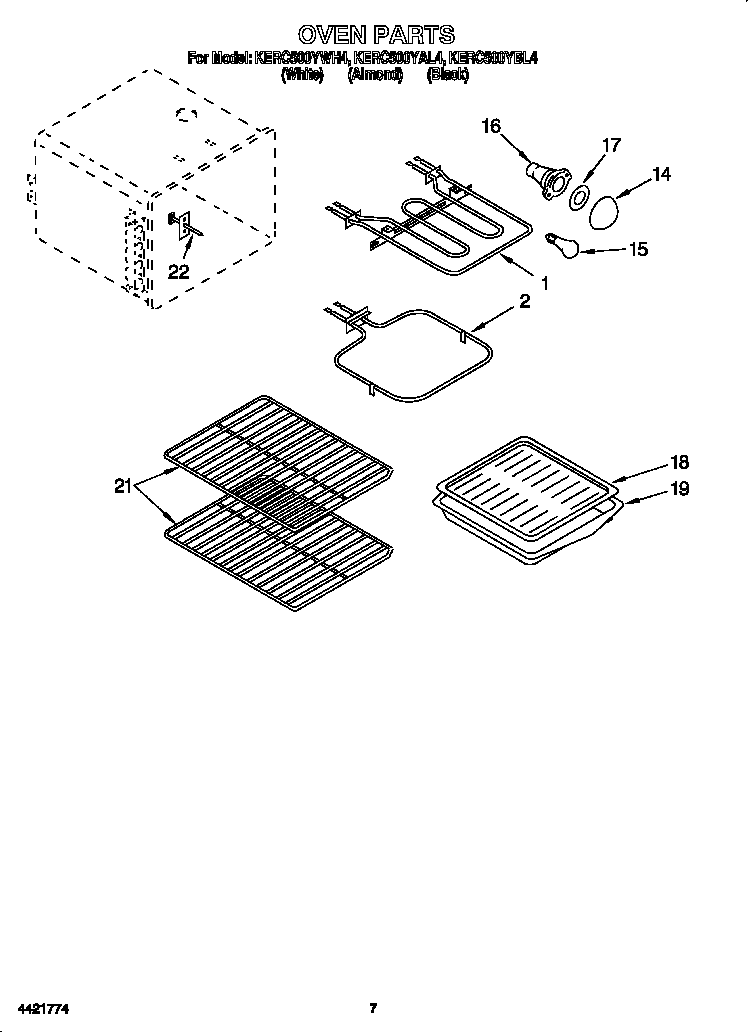 KitchenAid KERC500YBL4 oven diagram