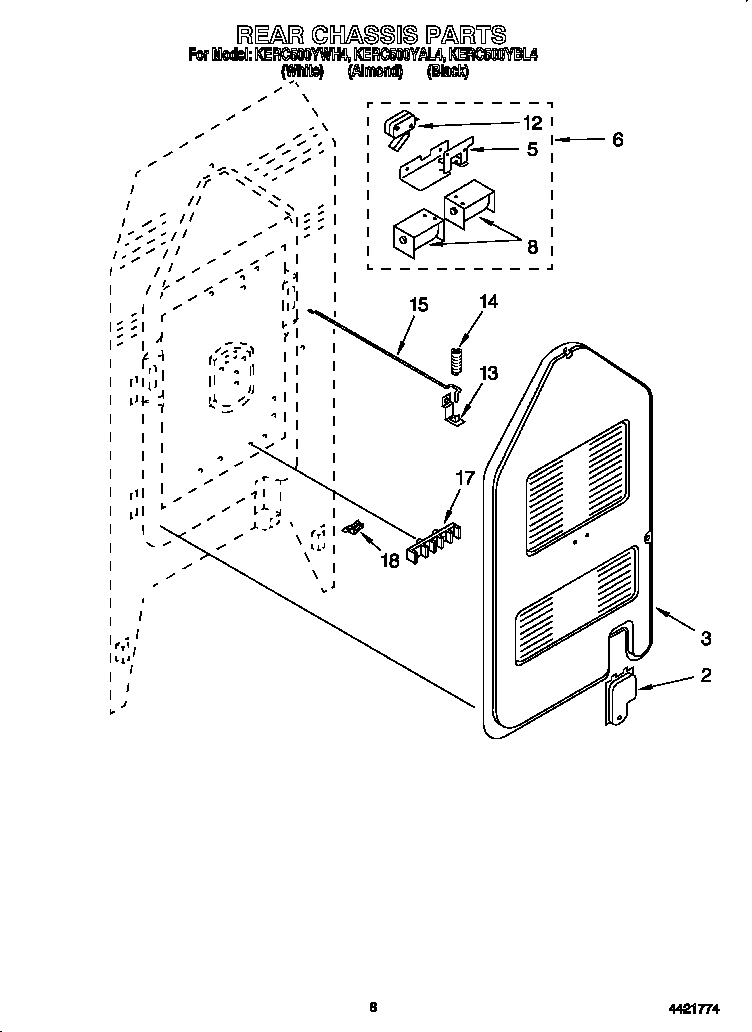 KitchenAid KERC500YBL4 rear chassis diagram