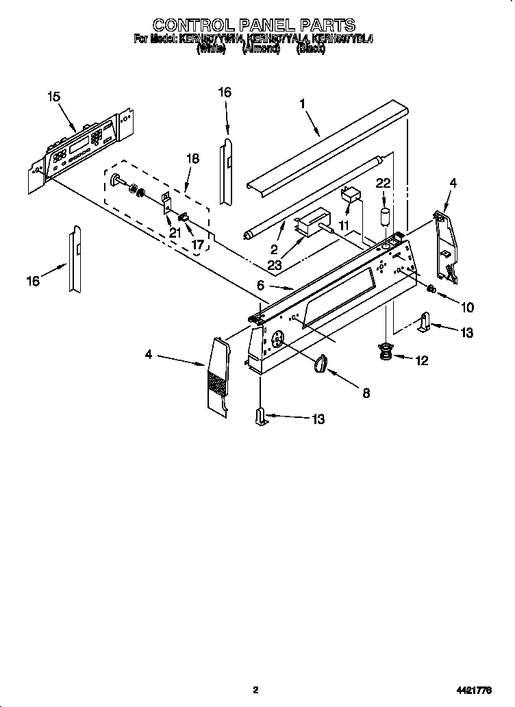 KitchenAid KERH507YAL4 control panel diagram
