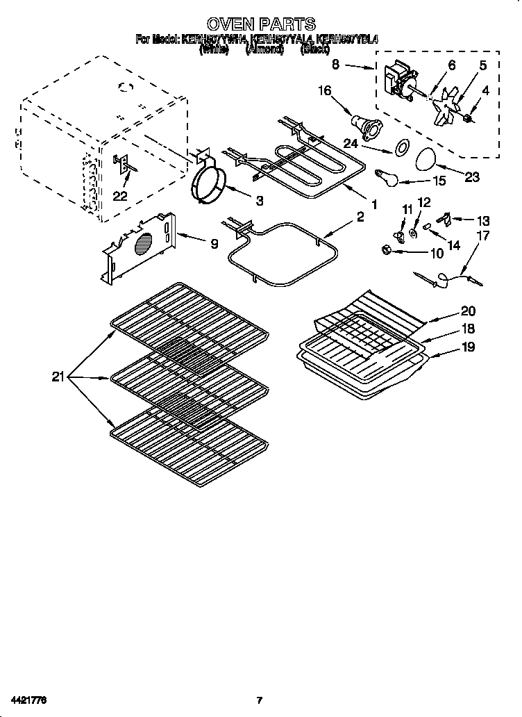 KitchenAid KERH507YAL4 oven diagram