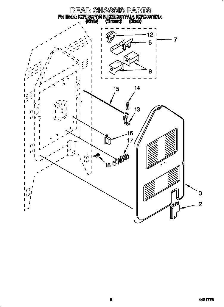 KitchenAid KERH507YAL4 rear chassis diagram