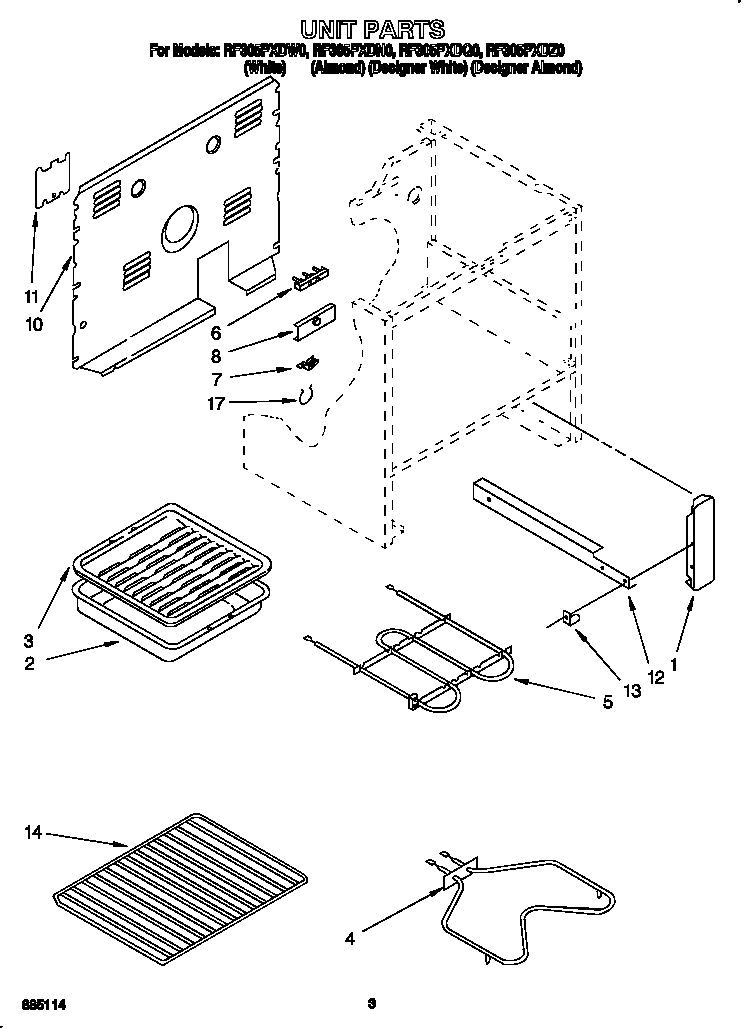 Whirlpool RF305PXDQ0 unit diagram