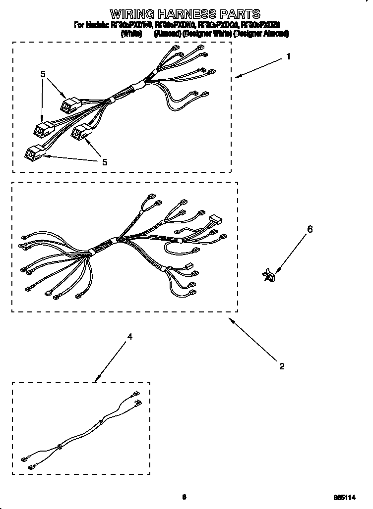 Whirlpool RF305PXDQ0 wiring harness diagram