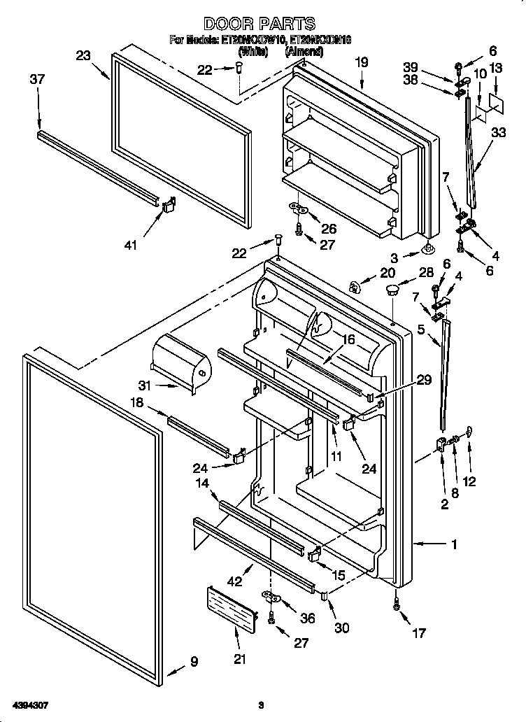 Whirlpool ET20NKXDN10 door diagram