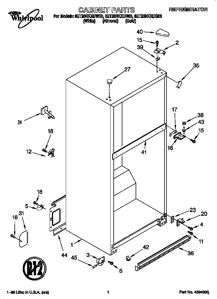 Whirlpool 8ET20NKXDN03 cabinet diagram