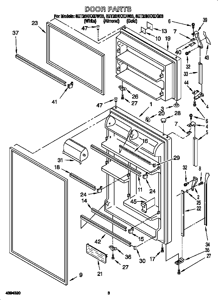 Whirlpool 8ET20NKXDN03 door diagram