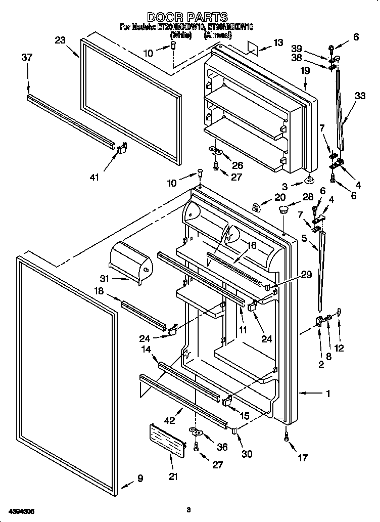 Whirlpool ET20NMXDN10 door diagram