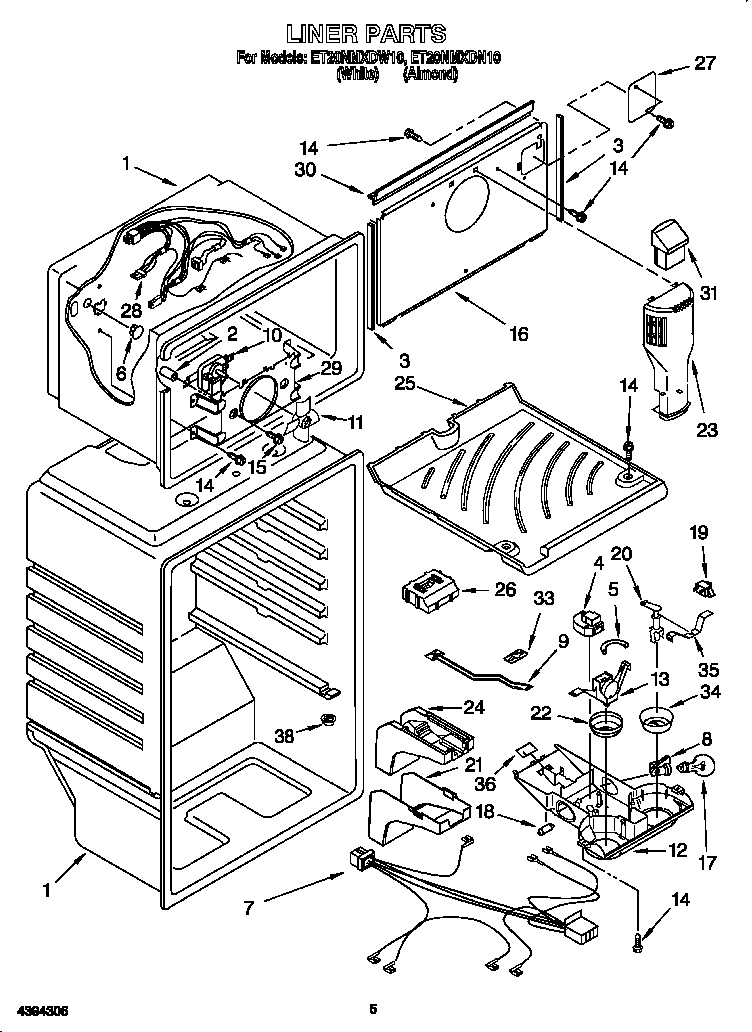 Whirlpool ET20NMXDN10 liner diagram