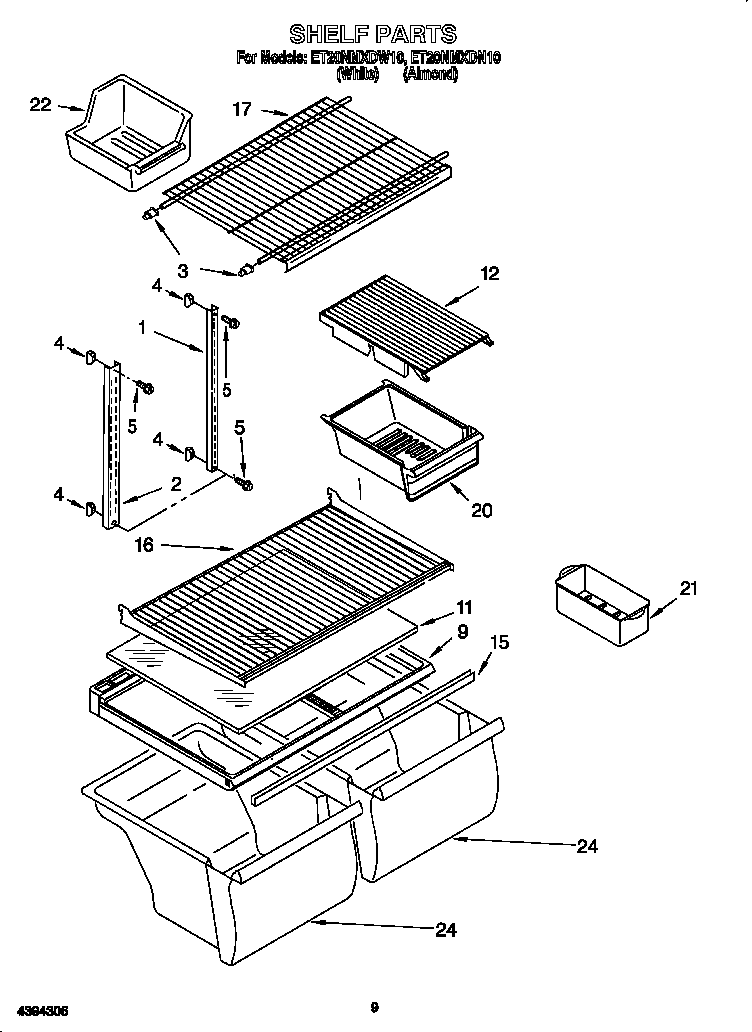 Whirlpool ET20NMXDN10 shelf diagram