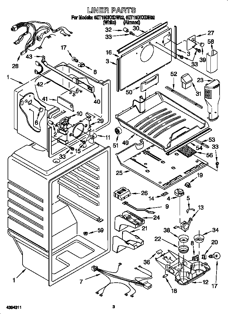 Whirlpool 6ET19DKXDN02 liner diagram
