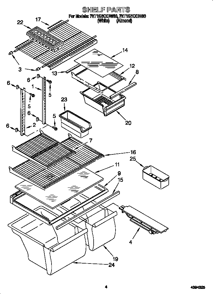 Whirlpool 7ET18ZKXDN00 shelf diagram