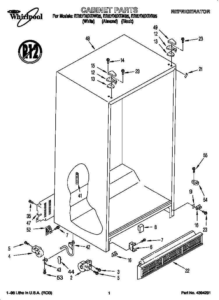 Whirlpool ED27DSXDW05 cabinet diagram