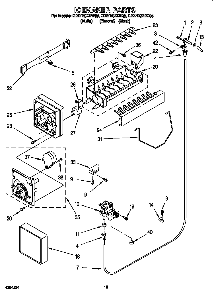 Whirlpool ED27DSXDW05 icemaker diagram