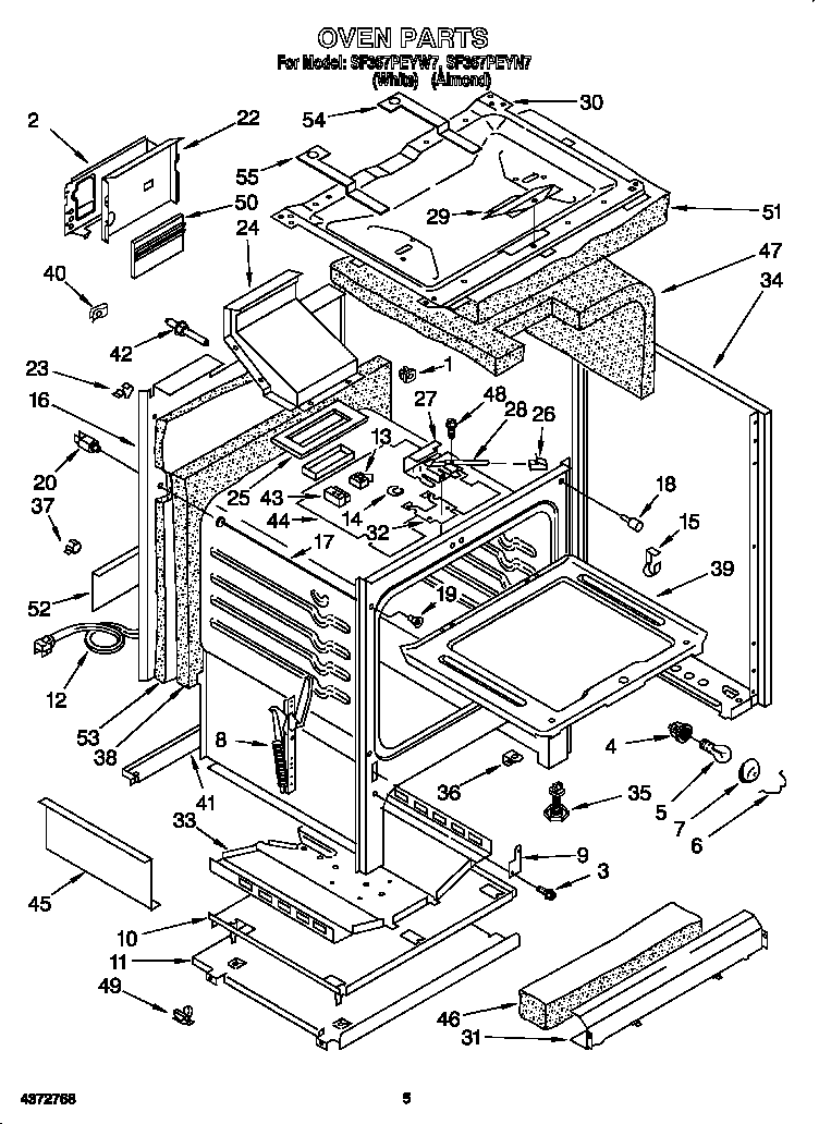 Whirlpool SF367PEYN7 oven diagram
