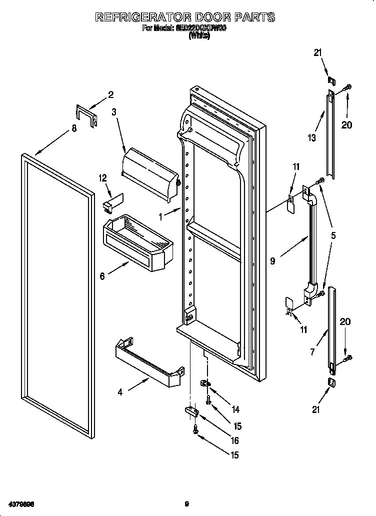 Whirlpool 6ED22DQXDW00 refrigerator door diagram