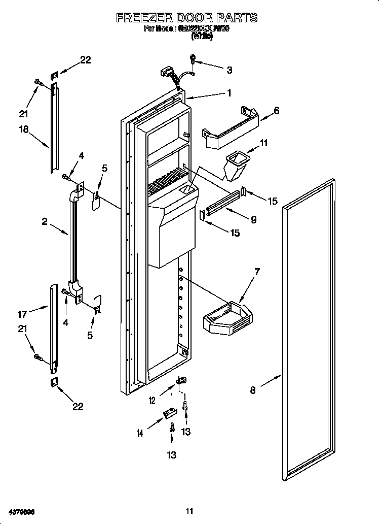 Whirlpool 6ED22DQXDW00 freezer door diagram