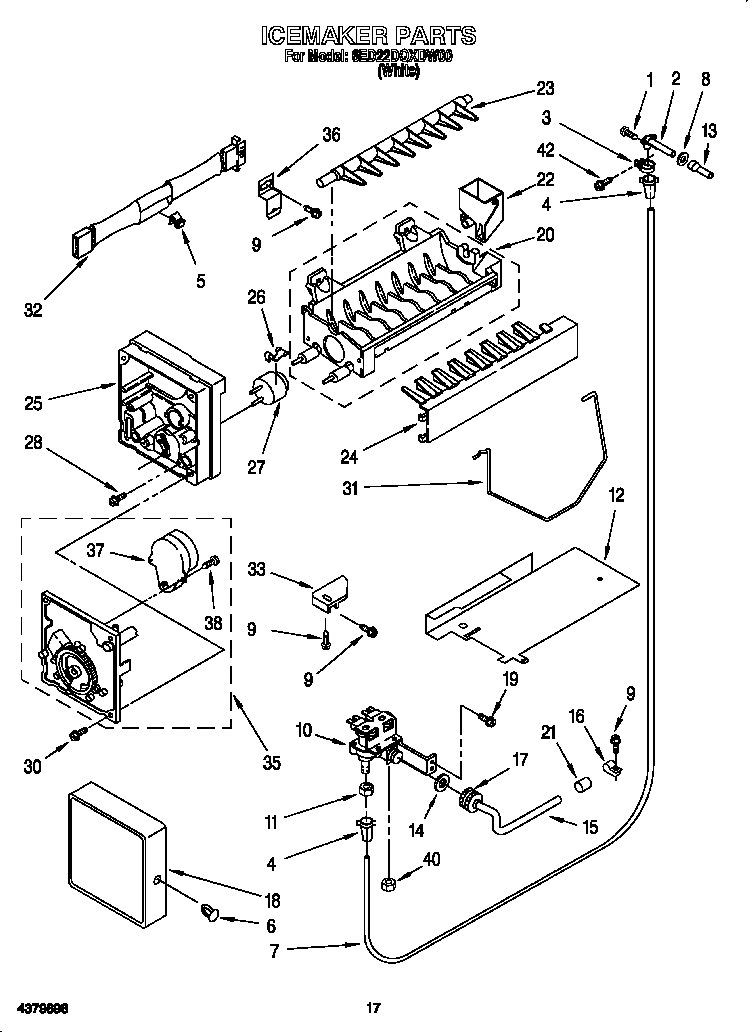 Whirlpool 6ED22DQXDW00 icemaker diagram