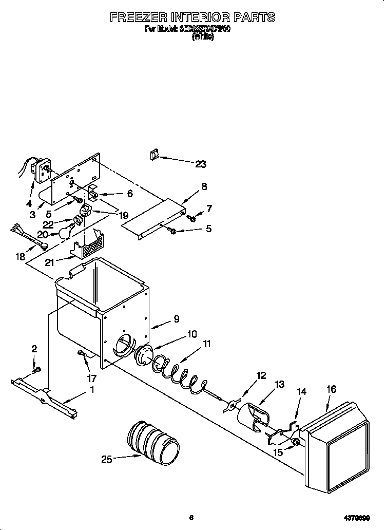Whirlpool 6ED22ZRXDW00 freezer interior diagram