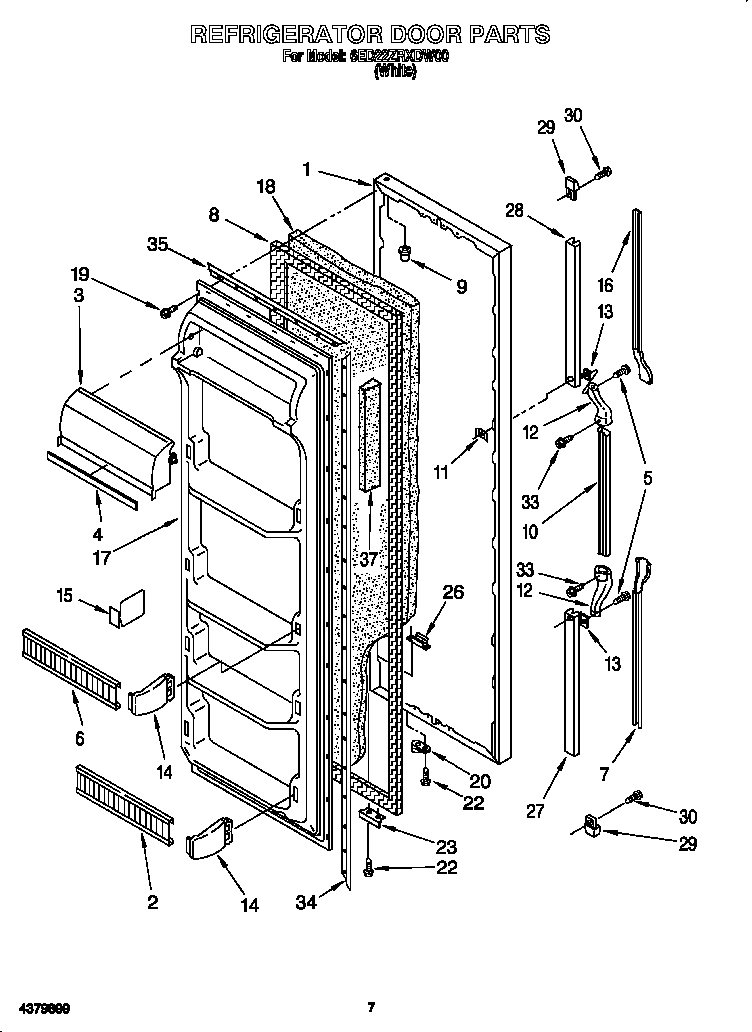 Whirlpool 6ED22ZRXDW00 refrigerator door diagram