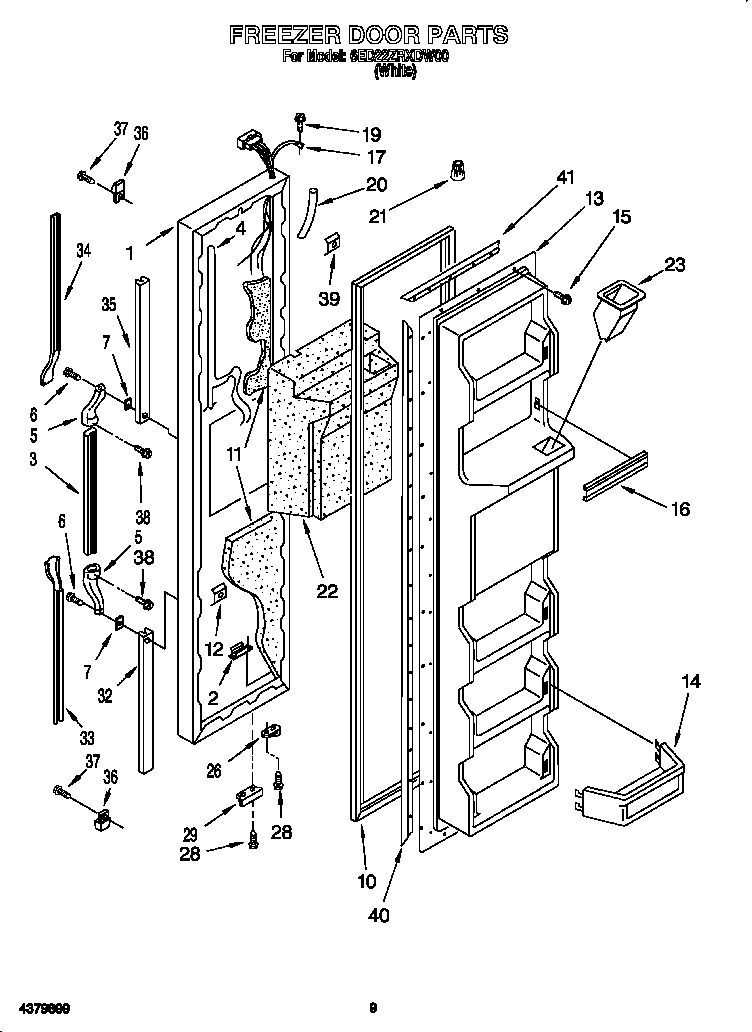 Whirlpool 6ED22ZRXDW00 freezer door diagram