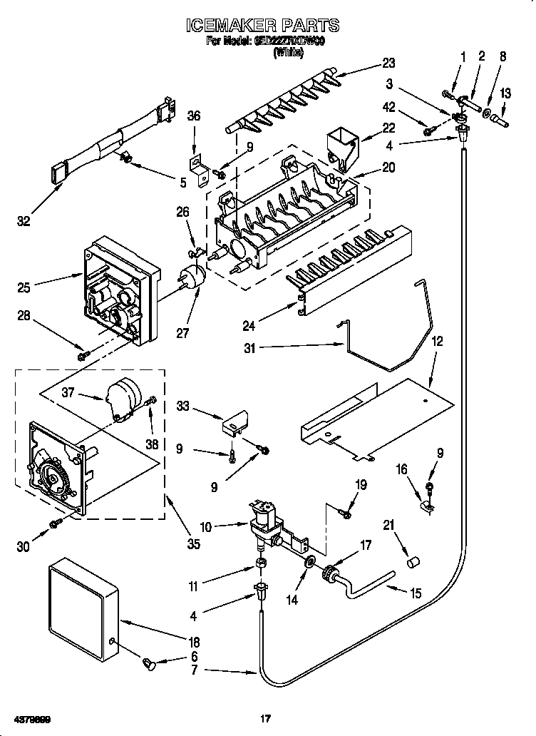 Whirlpool 6ED22ZRXDW00 icemaker diagram