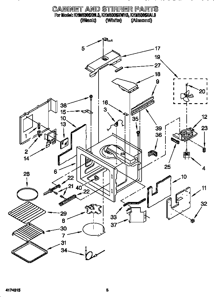 KitchenAid KEMS306XAL3 cabinet and stirrer diagram