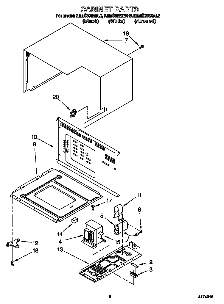 KitchenAid KEMS306XAL3 cabinet diagram