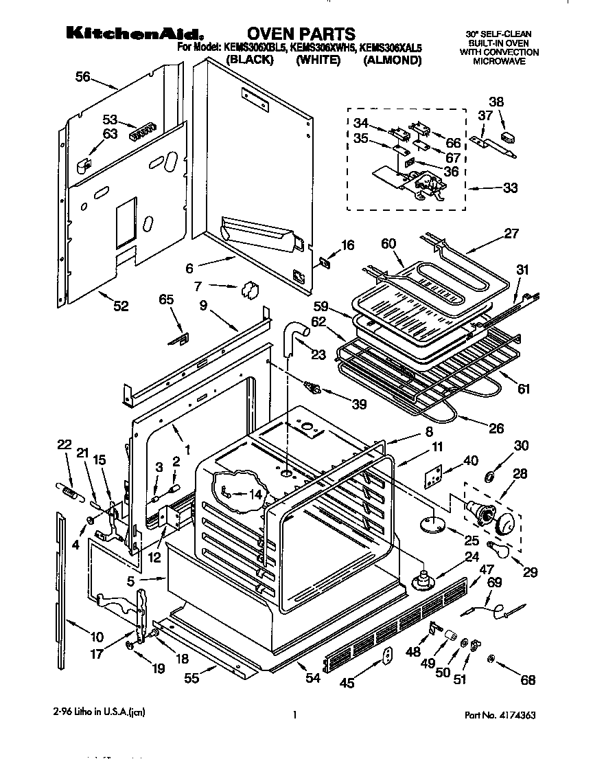 KitchenAid KEMS306XAL5 oven diagram