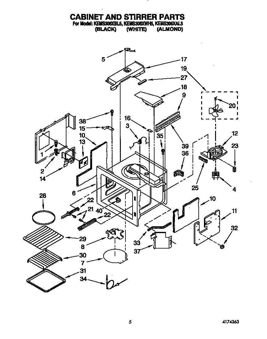 KitchenAid KEMS306XAL5 cabinet and stirrer diagram