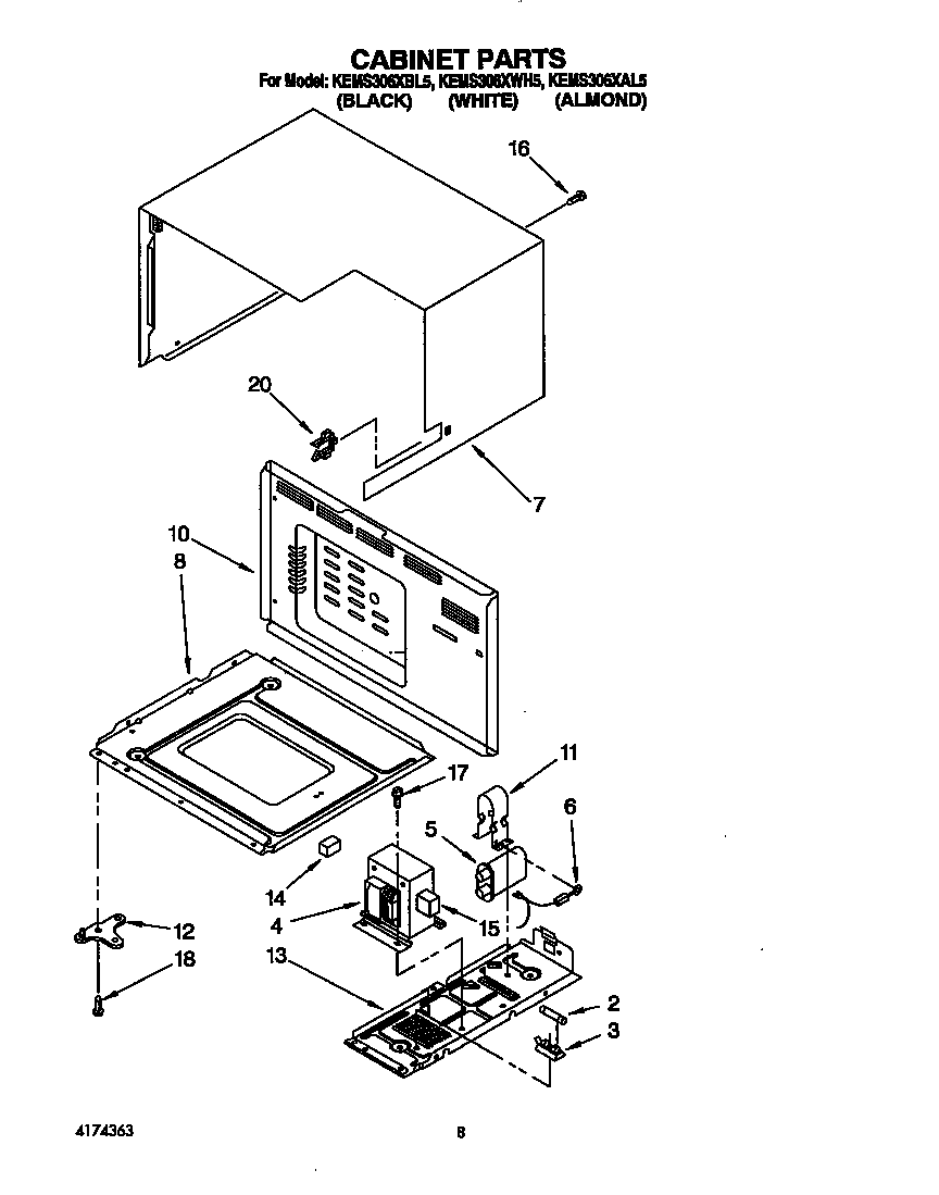 KitchenAid KEMS306XAL5 cabinet diagram